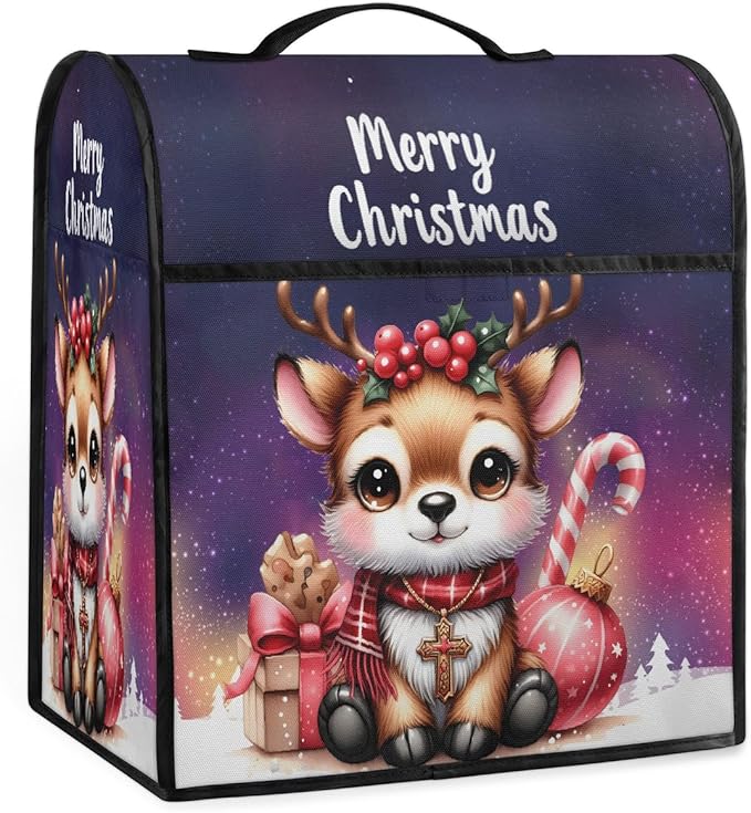 cfpolar Kitchen Aid Mixer Cover Compatible with 6-8 Quarts Christmas Deer Holly Elk Stand Mixer Cover Kitchen Aid Mixers Accessories Appliance Organizer Bag Dust Covers with Zipper Pocket