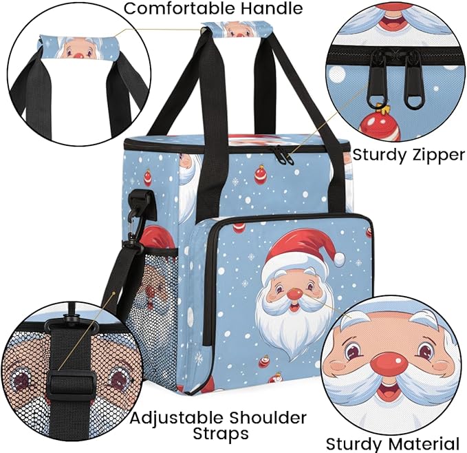 Cute Santa Claus Coffee Maker Carrying Bag Christmas Santa Claus Travel Storage Bag Compatible with K-Mini or K-Mini Plus Single Serve Coffee Brewer Carrying Case with Pockets &amp Shoulder Strap