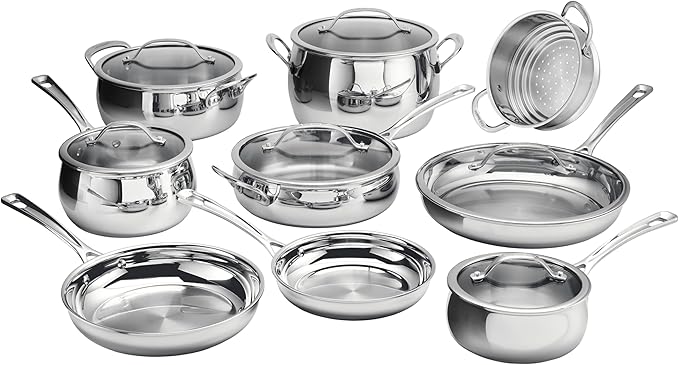 Cuisinart 15 Piece PureClad Triple-Ply Stainless Steel Cookware Set PCST-15
