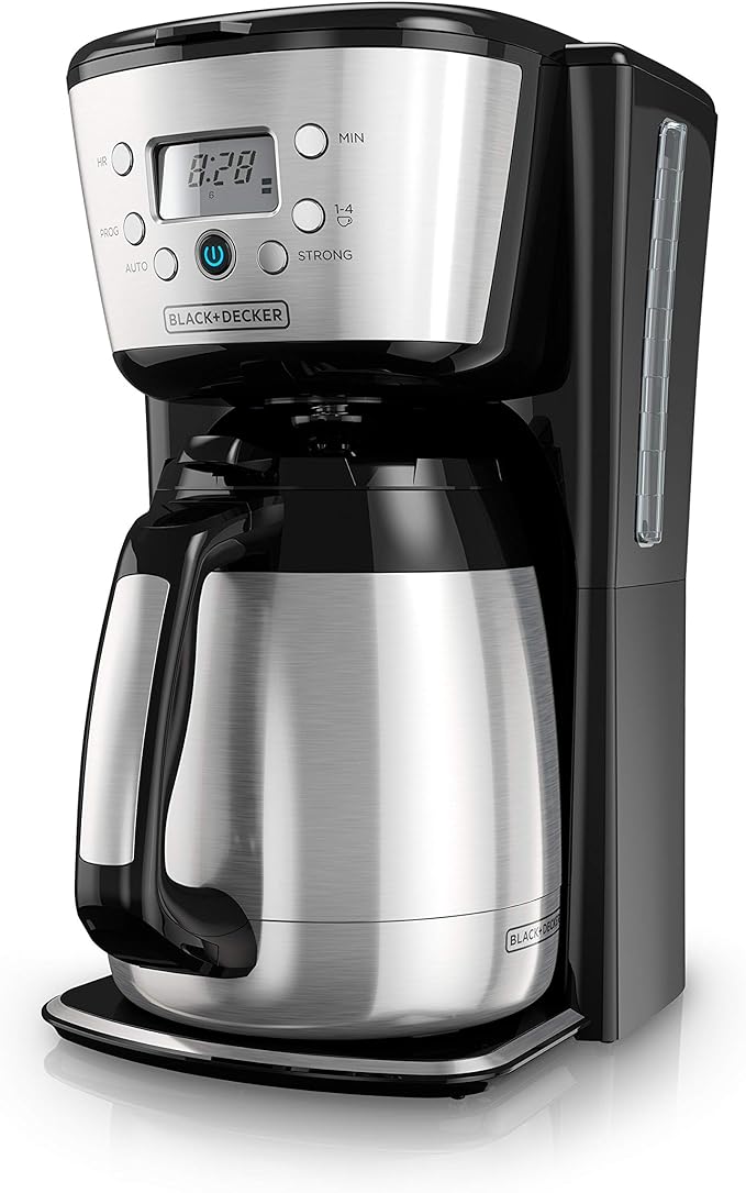 Black+Decker Thermal Coffee Maker 12 Cup Programmable Digital Controls Black And Silver CM2036SC