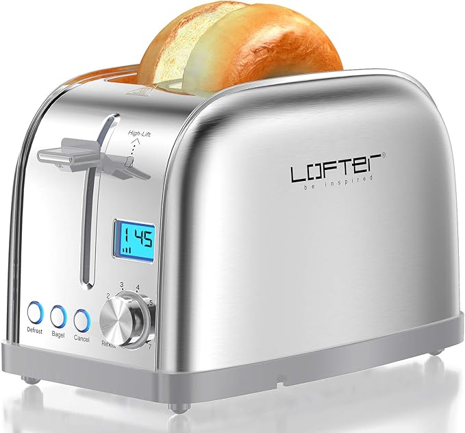 Lofter 2 Slicer Toaster with Bagel Function Stainless Steel