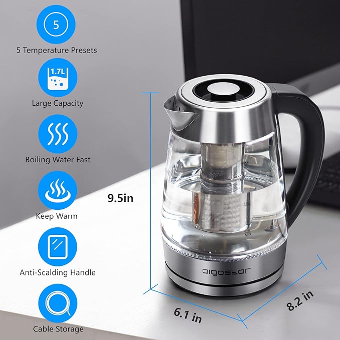 Taylor Swoden 12-Cup Programmable Coffee Maker and Aigostar Electric Kettle Tea Kettle with Temperature Control and Tea Infuser 1500W