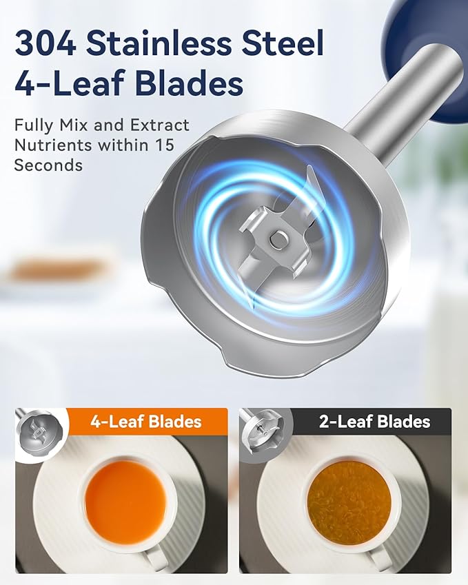 Immersion Blender Handheld 1000W 5 in 1 Corded Stick Hand Blender Kitchen with 12 Speed BPA-Free Mixing Beaker Chopper Whisk Milk Frother Perfect Emulsifier for Soup Baby Food Sauce Puree