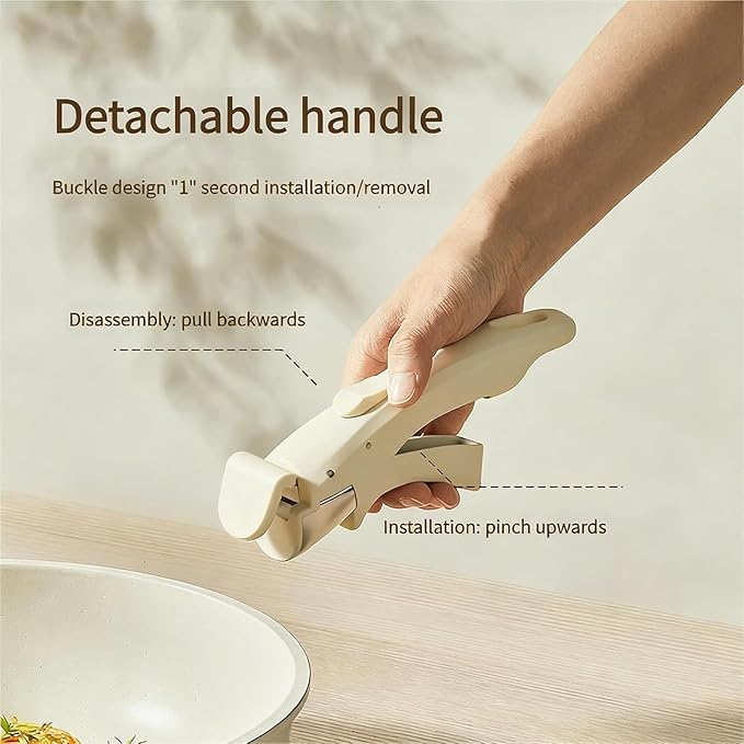 Cookware Set 9 Piece Removable Handle Cookware Set Stackable Non-Stick Ceramic Cooking Set for Kitchen Dishwasher and Oven Safe RV Essentials (9PCS)
