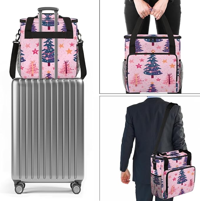 Fantastic Xmas Tree Coffee Maker Carrying Bag Portable Travel Storage Tote Bag Compatible with K-Mini or K-Mini Plus Single Serve Coffee Brewer Carrying Case with Multiple Pockets &amp Shoulder Str