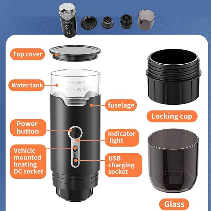 Yosoo Portable Capsule Coffee Maker Small &amp Lightweight Electric Machine for Travel Camping Car DC12V