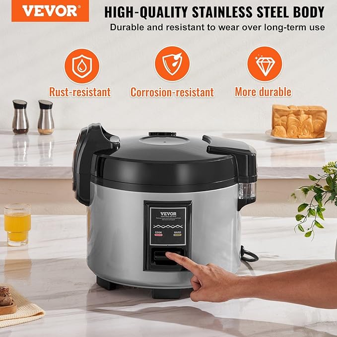 Commercial Rice Cooker 45-Cup Non-Stick Pot 9L 12H Keep Warm Restaurant