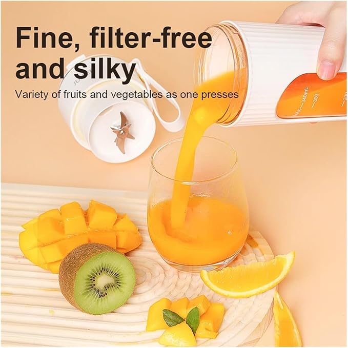Fit for 340ml Portable Electric Juicer with LCD Display - Rechargeable Fruit Juice Cup for Outdoor Travel 14 Blades(H)