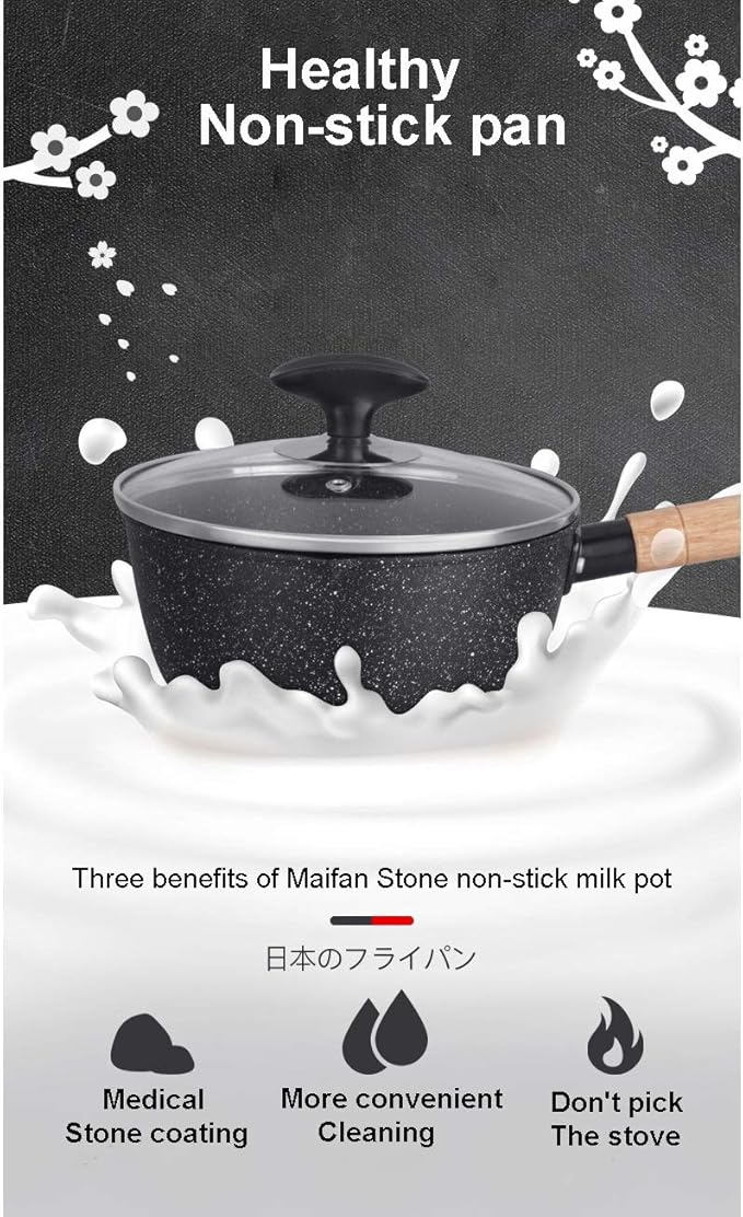 Cooking Pots and Pans Set Porridge Soup Ramen Milk Pot Non Stick Pot Korean Breakfast Cookware Set Japanese Kitchen Utensils(20cm)