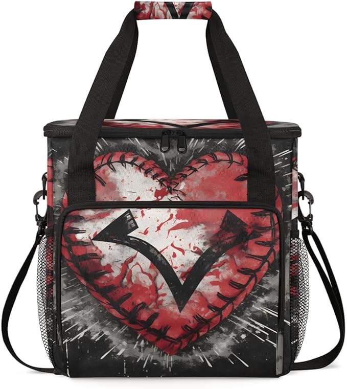 Graffiti Baseball Coffee Maker Carrying Bag Heart Baseball Travel Storage Bag Compatible with K-Mini or K-Mini Plus Single Serve Coffee Brewer Carrying Case with Multiple Pockets &amp Shoulder Stra