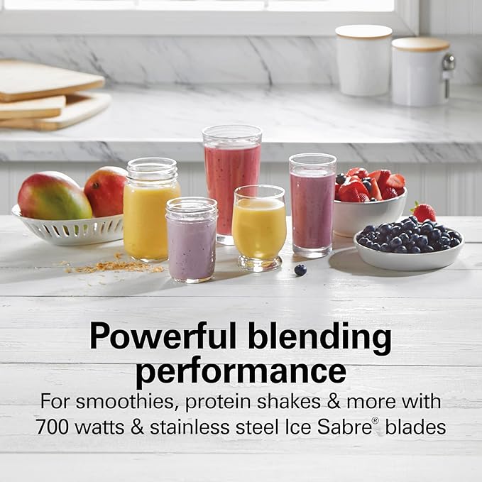 Hamilton Beach 4-in-1 Electric Immersion Hand Blender with Handheld Blending Stick &amp Power Elite Wave Action Blender For Shakes and Smoothies Puree Crush Ice 40 Oz