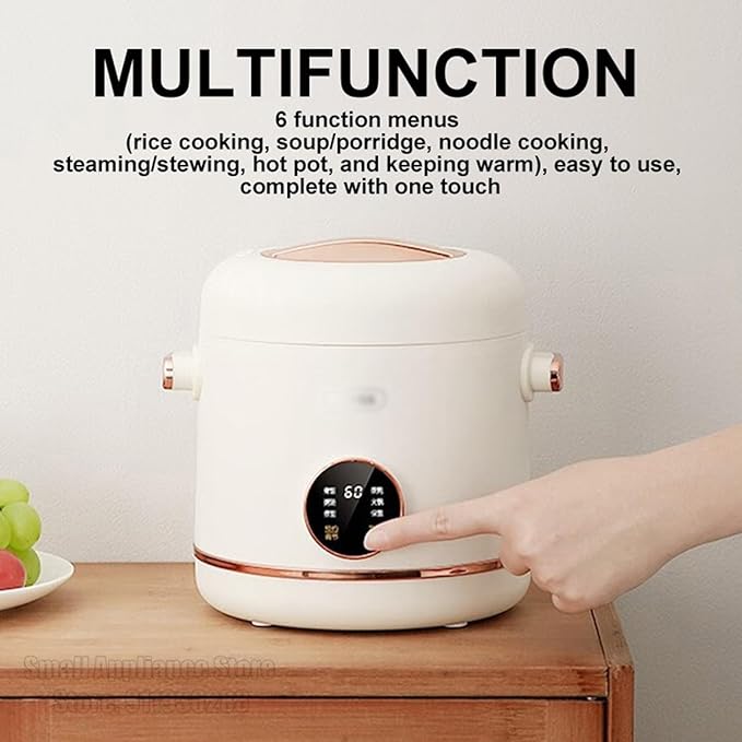 Multifunctional Rice Cooker 2L Capacity Electric Cooker Ceramic Glaze Non-Stick Inner Pot Electric Mini Hot Pot for Dormitory (Color : No stew Pot)