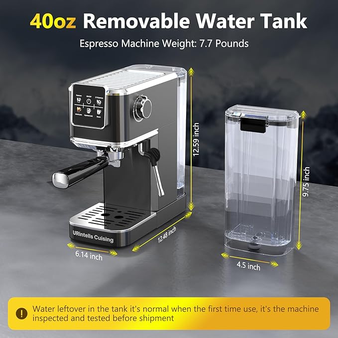 Espresso Machine 20 BarTouch Screen Espresso Maker with Steam Milk FrotherCompact Stainless Steel Coffee Machine for Cappuccino Latte Americano Espresso CoolGift for Coffee LoversBlack