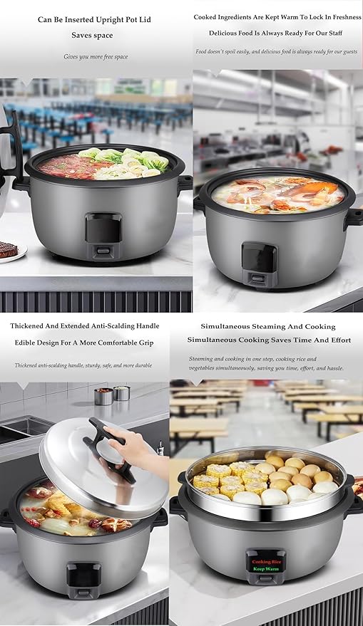 8L to 45L Large Commercial Rice Cooker Electric Rice Cooking Machine with Simple One-Touch Control High PowerNon-Stick Cooking Potfor Restaurant School Canteen Hotel and Food Truck(A10L)