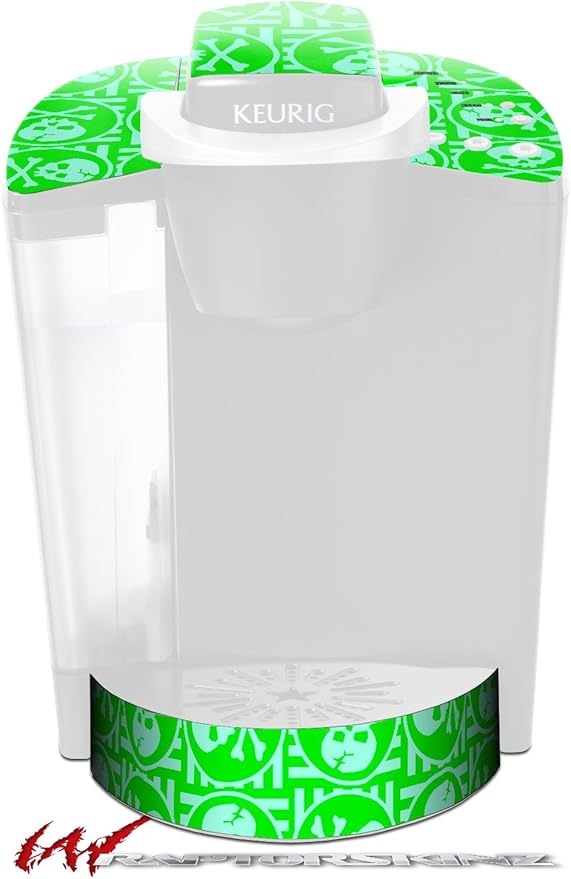 Decal Style Vinyl Skin compatible with Keurig K40 Elite Coffee Makers Skull Patch Pattern Green (COFFEE MAKER NOT INCLUDED)