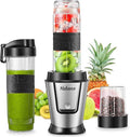 Personal Blender Electric Shake Bottle with 2 x 20oz Travel Bottle and Coffee/Spices Jar Portable Shaker Cups for Protein Shakes 500W Single Serve Blender for Shakes and Smoothies Sports(Black)
