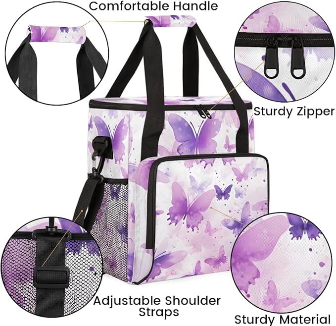 Abstract Butterfly Coffee Maker Carrying Bag Glitter Butterfly Travel Storage Bag Compatible with K-Mini or K-Mini Plus Single Serve Coffee Brewer Carrying Case with Pockets &amp Shoulder Strap