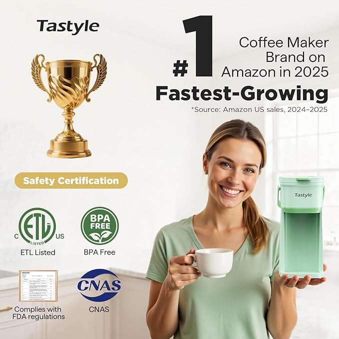 Single Serve One Cup Coffee Maker for K Cups and Grounds Mini Coffee Maker with Portable Handle 6 to 12 Oz Brew Size for Travel Camping Office RV and Dorm 120V Oasis