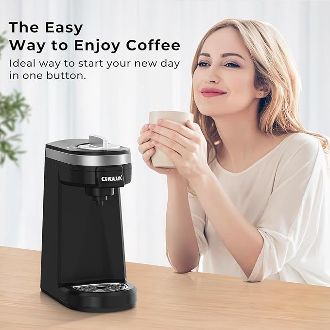 CHULUX Single Serve Coffee Maker for K Capsule Mini Single One Cup Coffee Machine Perfect for Small Space Black