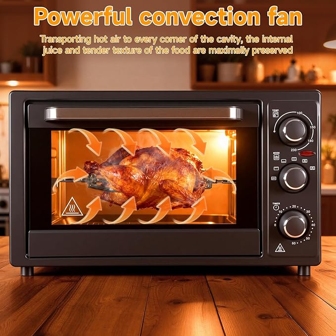 YOXIER 34QT Air Fryer Toaster Oven Combo - 1500W Multi-Functional Countertop Convection Oven &amp Airfryer with Rotisserie Dehydrator Crispy Roast Black Black