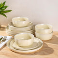 AmorArc Stoneware Dinnerware Sets for 4Round Reactive Glaze Ceramic Plates and Bowls SetHighly Scrath Resistant | Dishwasher &amp Microwave Safe Dishes SetService for 4 (12pc)