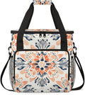 Rich Damask Coffee Maker Carrying Bag Retro Floral Travel Storage Bag Compatible with K-Mini or K-Mini Plus Single Serve Coffee Brewer Carrying Case with Multiple Pockets &amp Shoulder Strap