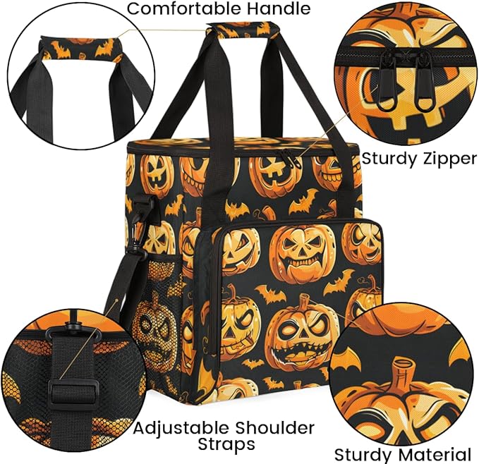 Abstract Pumpkin Coffee Maker Carrying Bag Halloween Pumpkin Travel Storage Bag Compatible with K-Mini or K-Mini Plus Single Serve Coffee Brewer Carrying Case with Multiple Pockets &amp Shoulder St