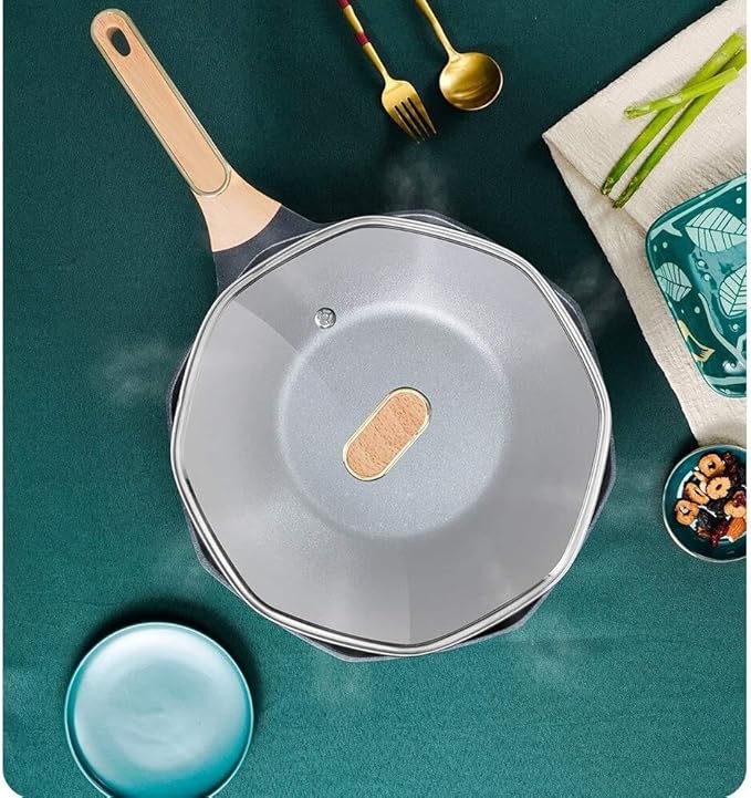 Mai Fanshi 3-Piece Octagonal Non-Stick Cookware Set with Medical Stone Coating Smokeless Wok &amp Frying Pan for Gas &amp Induction