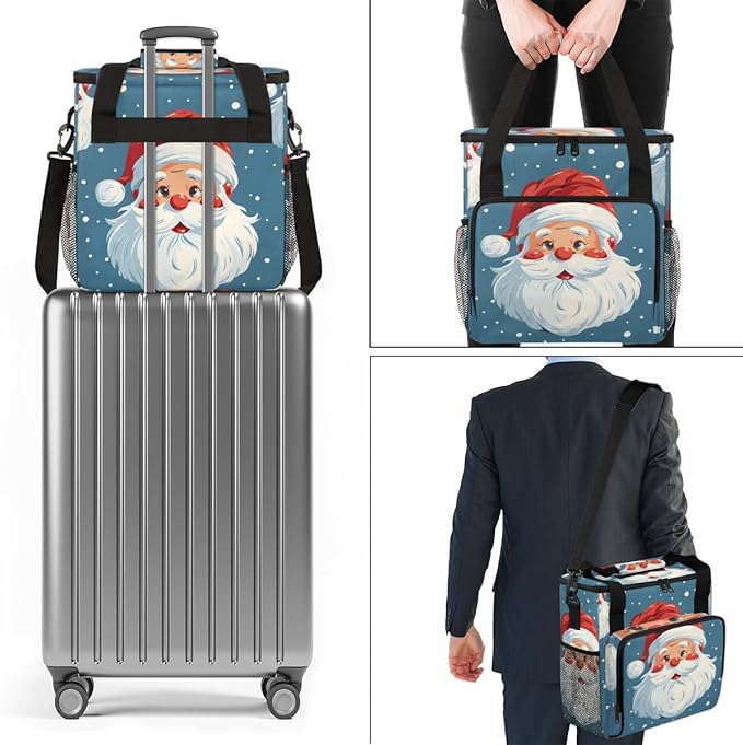 Cute Santa Claus Coffee Maker Carrying Bag Graffiti Santa Claus Travel Storage Bag Compatible with K-Mini or K-Mini Plus Single Serve Coffee Brewer Carrying Case with Pockets &amp Shoulder Strap