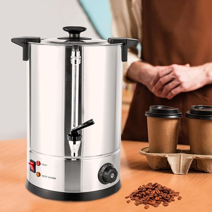 Coffee Urn 12L 80 Cups Electric Coffee Maker with Filter &amp Faucet 1000W Fast Heating 304 Stainless Steel Hot Beverage Dispenser for Large Gatherings Parties Buffet Wedding