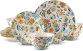 12-Piece Floral Pattern Ceramic Dinnerware Set (Service for 4) - High-Temp Fired Microwave &amp Dishwasher Safe Scratch-Resistant Kitchen Dining Plates Bowls Set
