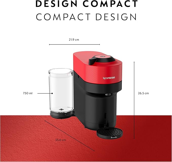 Nespresso Vertuo Pop+ Coffee and Espresso Maker by Breville with Milk Frother Spicy Red