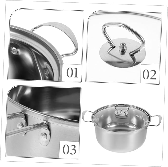 Cookware Set Stainless Steel Pot Set Soup Pot Milk Frying Pan Stock Lids Included