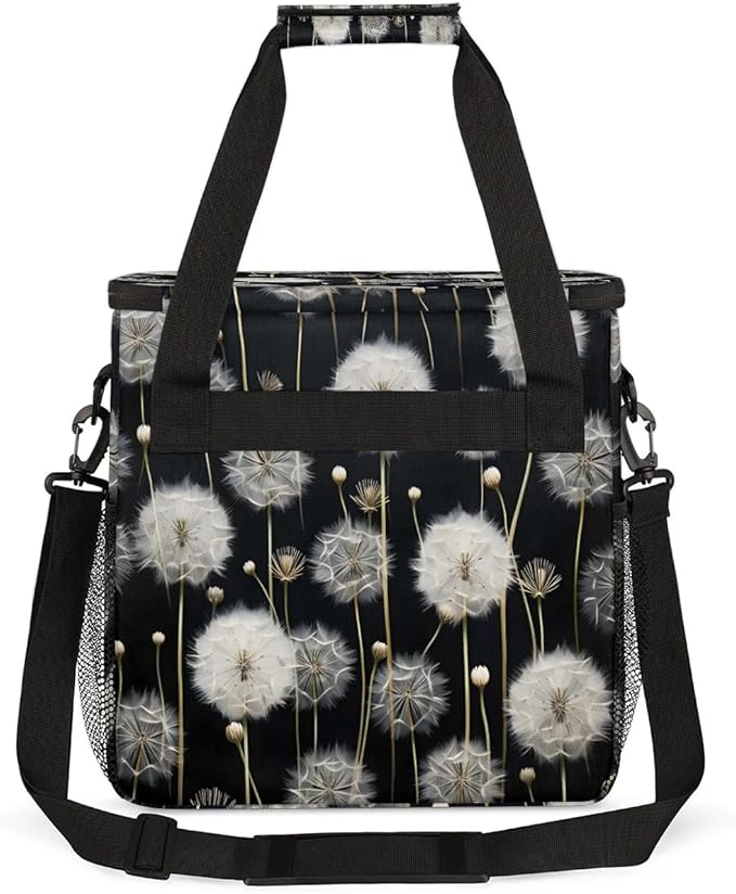 Dandelion Floral Flower Coffee Maker Carrying Bag Compatible with K-Mini or K-Mini Plus Portable Single Cup Coffee Maker Case with Pockets for K Cup Pods
