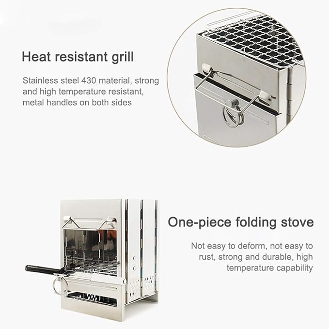 Stainless Steel Integrated Outdoor Folding Grill Charcoal Stove Cookware Set Cookware Picnic Boiler Cookware