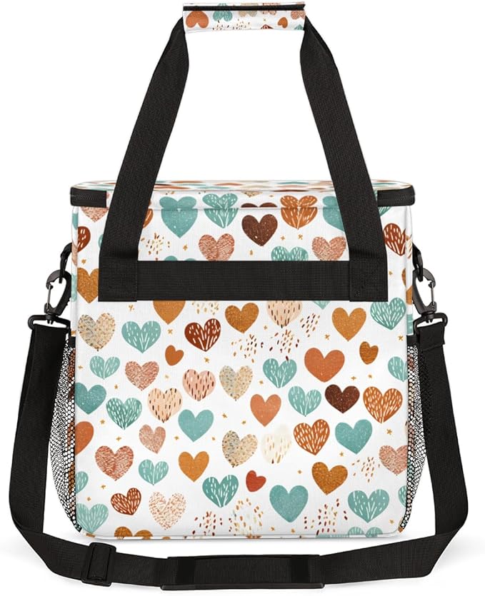 Modern heart Coffee Maker Carrying Bag Portable Travel Storage Tote Bag Compatible with K-Mini or K-Mini Plus Single Serve Coffee Brewer Carrying Case with Multiple Pockets &amp Shoulder Strap