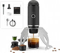 Portable Electric Espresso Machine Self-heating Rechargeable Travel Coffee Maker for Camping Hiking Office Car 19 Bar Compatible with NS Capsules &amp Ground Coffee with stand (Black+Stand)
