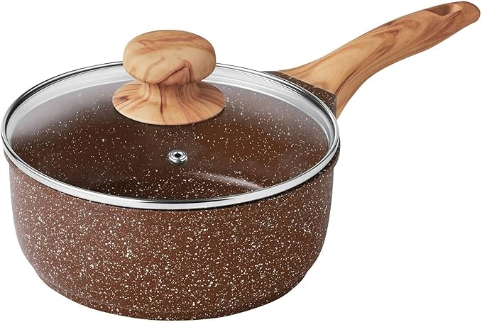 14-Piece Cast Aluminum Cookware Set Nonstick Prairie Signature Brown Speckle Kitchen Cooking Set Frypan Saucepan Dutch Pan Griddle 3 Felt Kitchen Cooking Set (Brown Speckle)