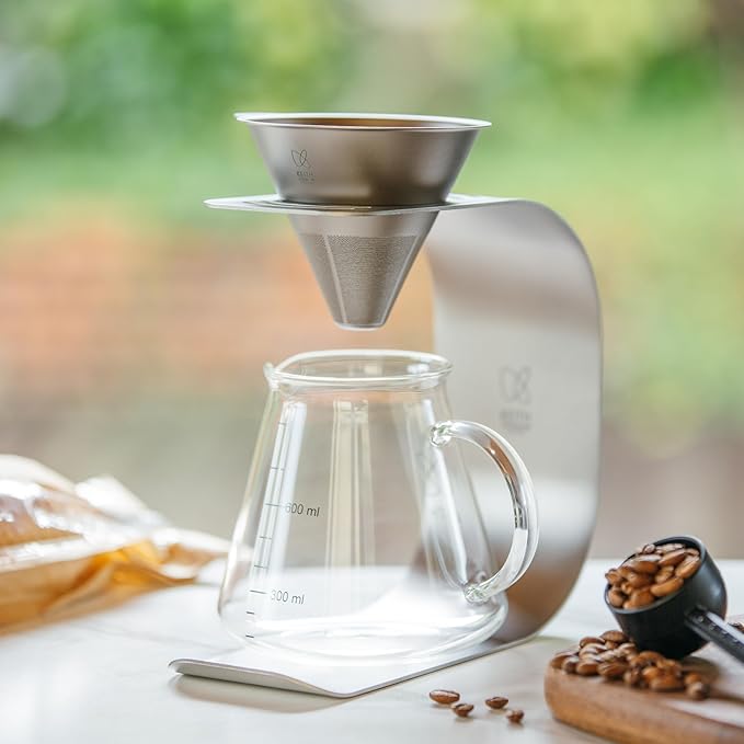 Keith Titanium Pour-Over Coffee Gear Series (Ti3612 Pour-Over Kit (Ti3661+Ti3625))