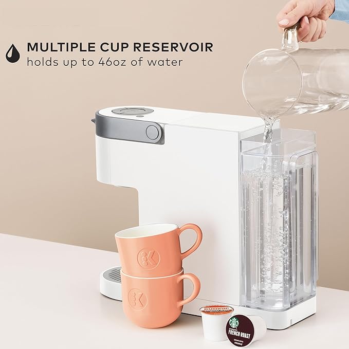 Keurig K-Slim Single Serve K-Cup Pod Coffee Maker Multistream Technology 3 Brew Sizes Slim and Sleek Design 46oz Removable Reservoir White