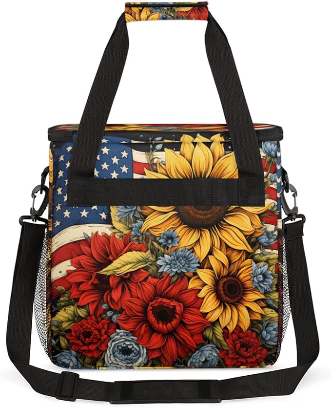4th of July Coffee Maker Carrying Bag Portable Travel Storage Tote Bag Compatible with K-Mini or K-Mini Plus Single Serve Coffee Brewer Carrying Case with Multiple Pockets &amp Shoulder Strap