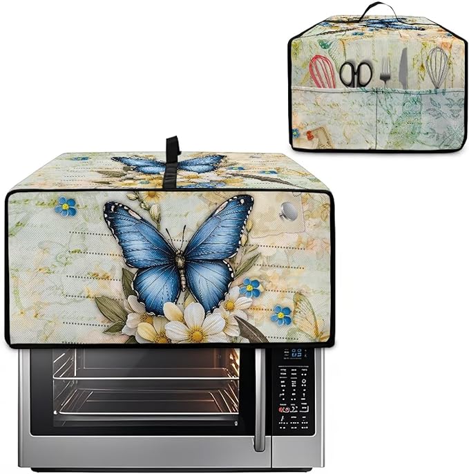 Doojoayie 6 Slice Toaster Cover Bread Machine Cover with Top Handle Design Kitchen Small Appliance Dust Protetor Stain Resistant Universal Fit Butterfly Print