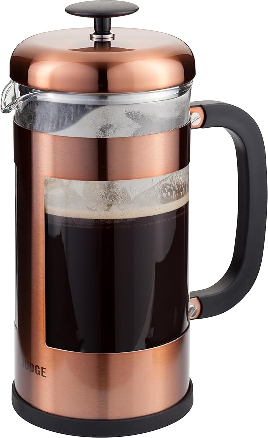 Judge JA112 Glass Cafetiere 8 Cup Coffee Maker (1L) Removable Base Scratch-Resistant Dishwasher Safe - 25 Year Guarantee