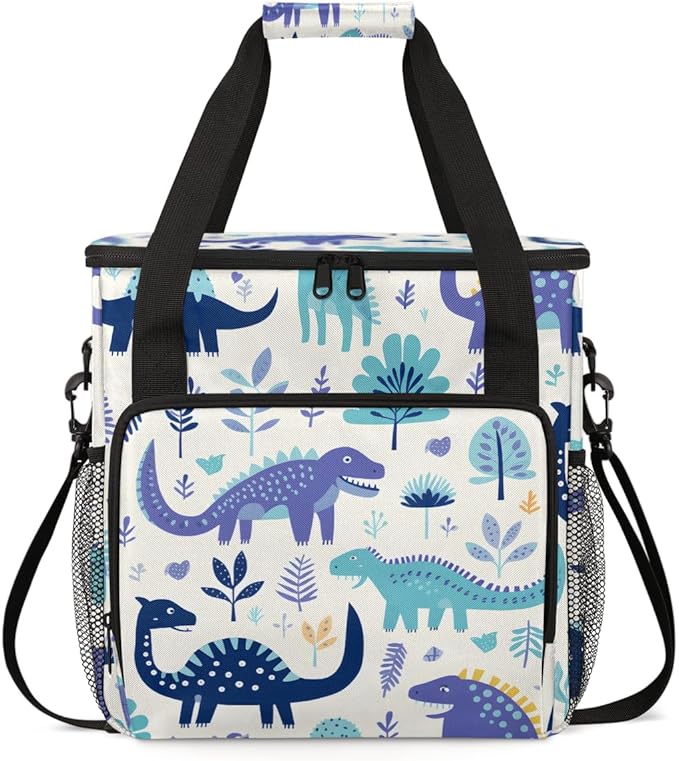Cartoon Dinosaur Coffee Maker Carrying Bag Portable Travel Storage Tote Bag Compatible with K-Mini or K-Mini Plus Single Serve Coffee Brewer Carrying Case with Multiple Pockets &amp Shoulder Strap