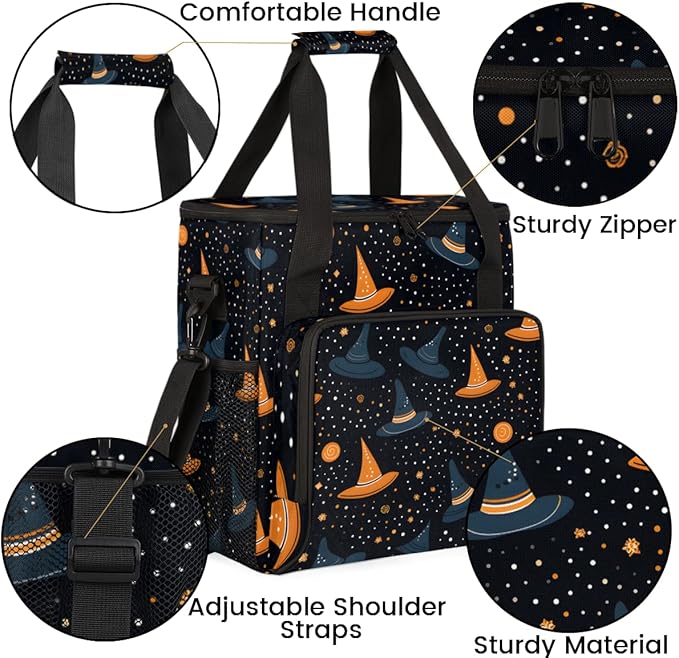 Mystical Halloween Witch Coffee Maker Carrying Bag Travel Storage Bag Compatible with K-Mini or K-Mini Plus Single Serve Coffee Brewer Carrying Case with Multiple Pockets &amp Shoulder Strap