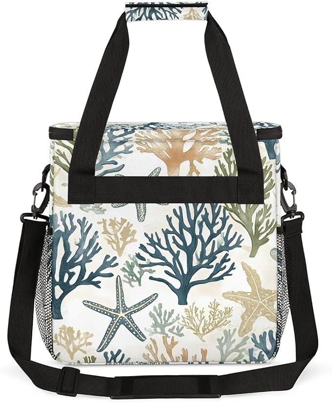 Starfish Beach Coffee Maker Travel Bag Cute Insulated Grocery Bag Travel Picnic Leakproof Cooler Bags With Shoulder Strap
