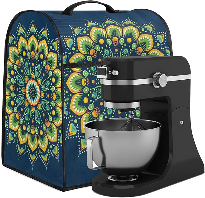cfpolar Kitchen Aid Mixer Cover Compatible with 6-8 Quarts Ethnic Teal Mandala Green Stand Mixer Cover Kitchen Aid Mixers Accessories Appliance Organizer Bag Dust Covers with Zipper Pocket