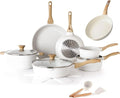 SENSARTE Ceramic Nonstick Cookware Set 17 Piece includes 8 Inch Frying Pan Skillet Induction Compatible Omelet Pan