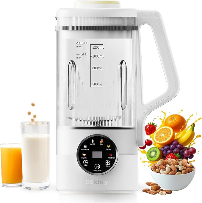 40oz Nut Milk Maker Machine Automatic Plant Milk Maker with 10 Blades No Soaking Needed Smooth Almond Oat Soy Milk &amp Juice 12H Delay Start Auto-Clean Safety Lock