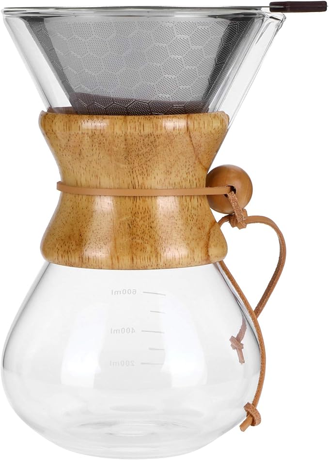 Coffee Maker Gorgeous Appearance Coffee Machine HighTemperature Resistant Coffee Drip Pot Safe And Healthy Reusable With Stainless Steel Filt for Home Office (600ml) BROLEO9arwu30gqz-12